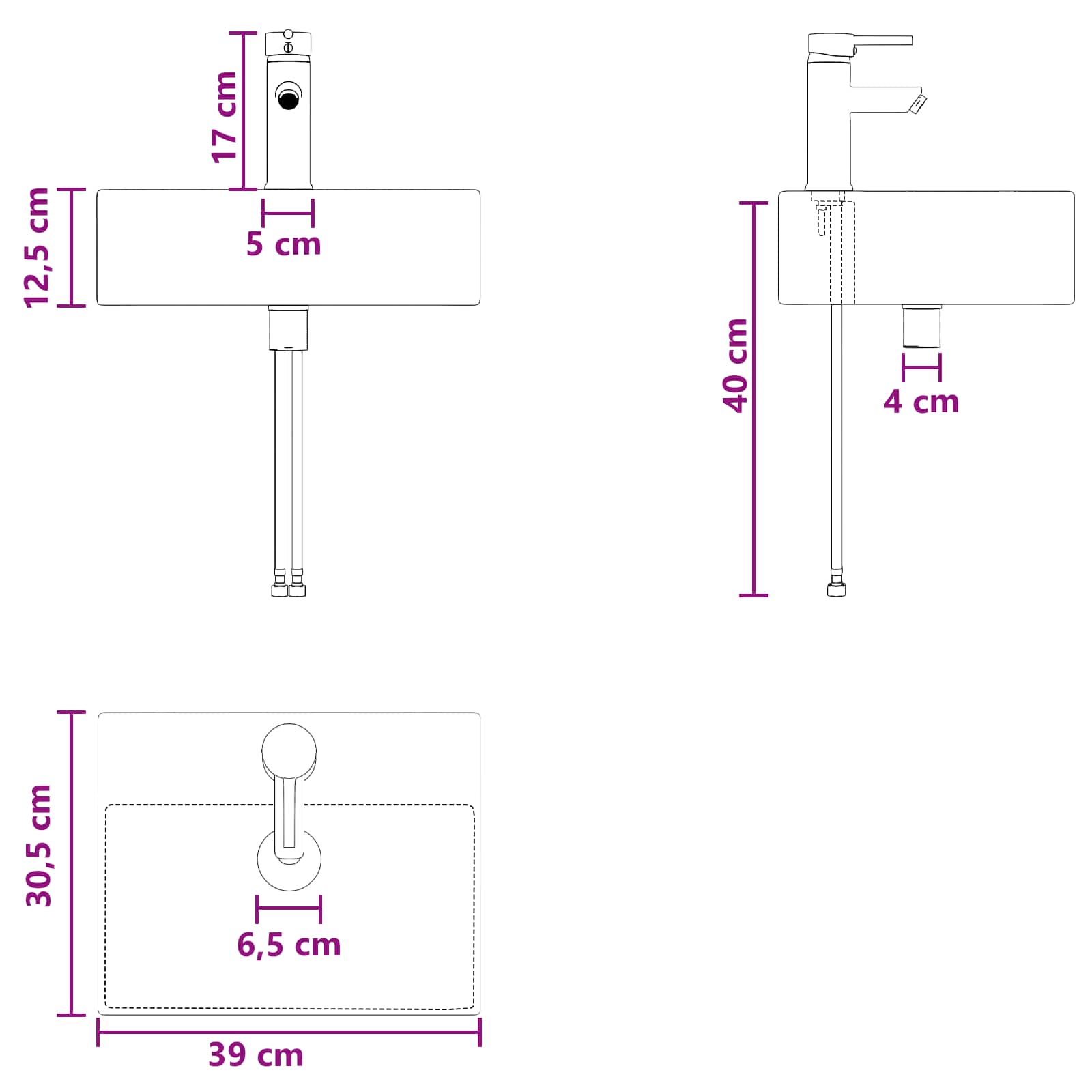 Umivaonik s policom Bijela 49,5 x 41 x 62,5 cm