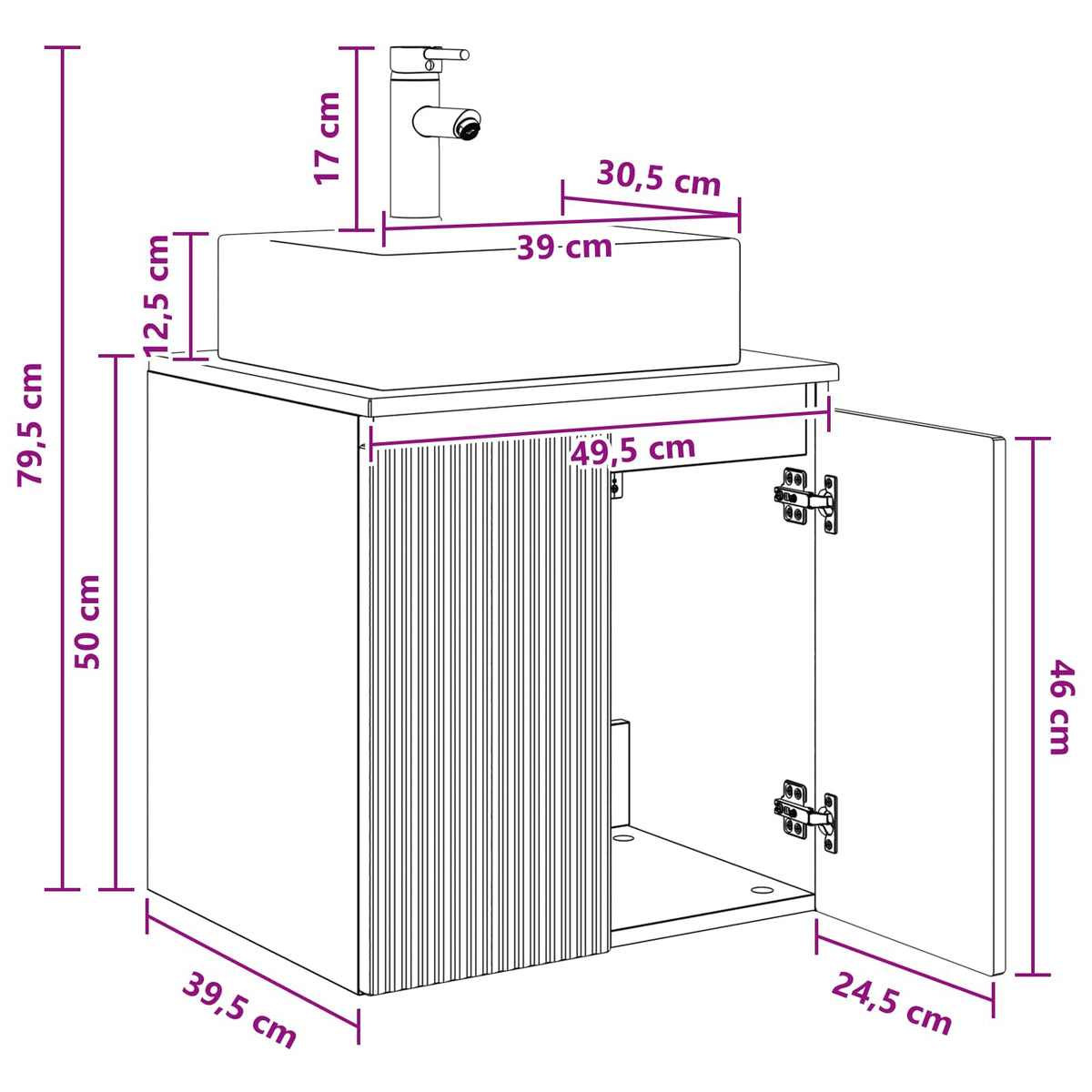 Umivaonik s policom Staro drvo 49,5 x 41 x 62,5 cm
