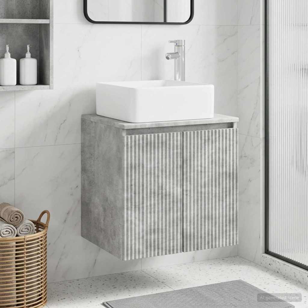Umivaonik s policom Betonska siva 53 x 35 x 63 cm