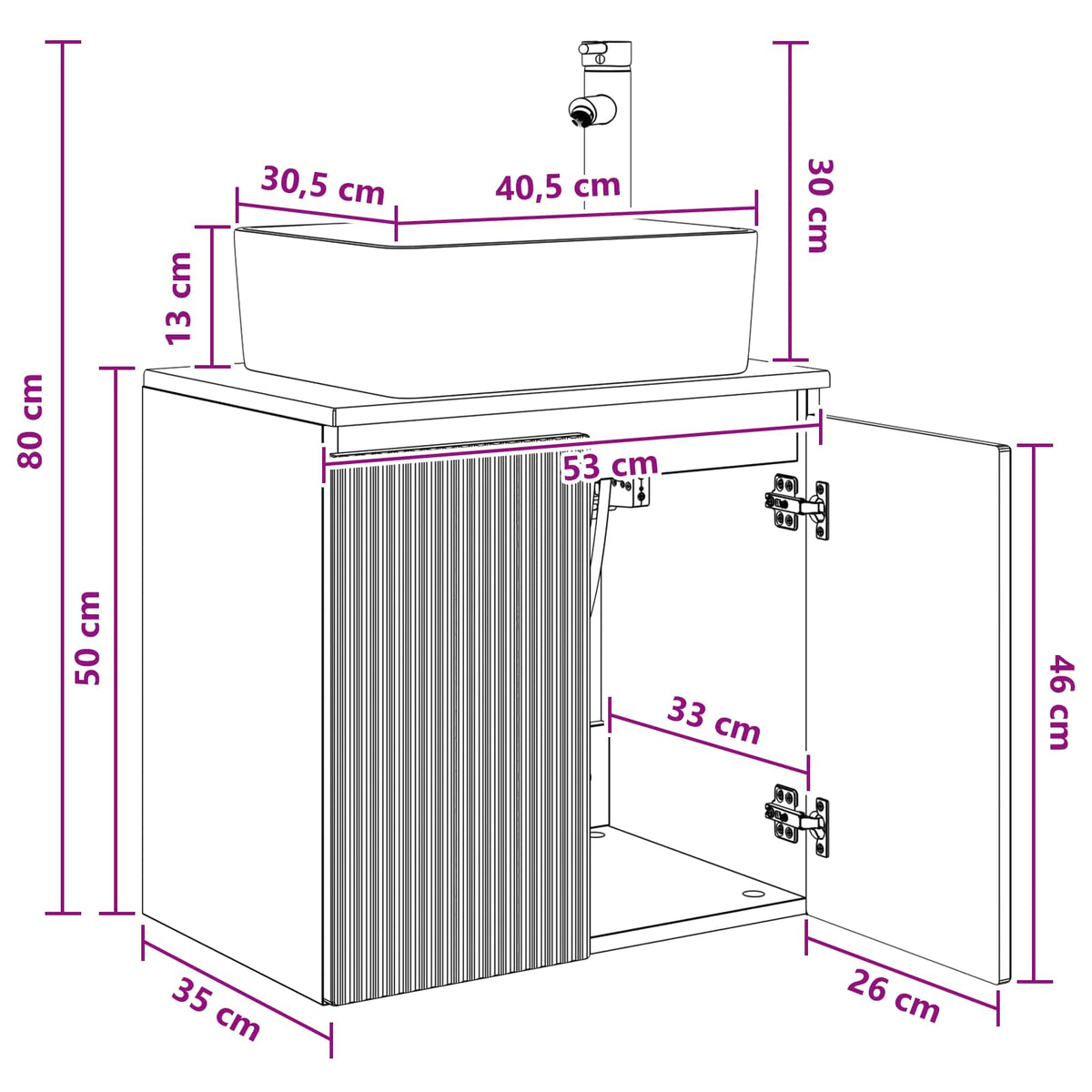 Umivaonik s policom Betonska siva 53 x 35 x 63 cm