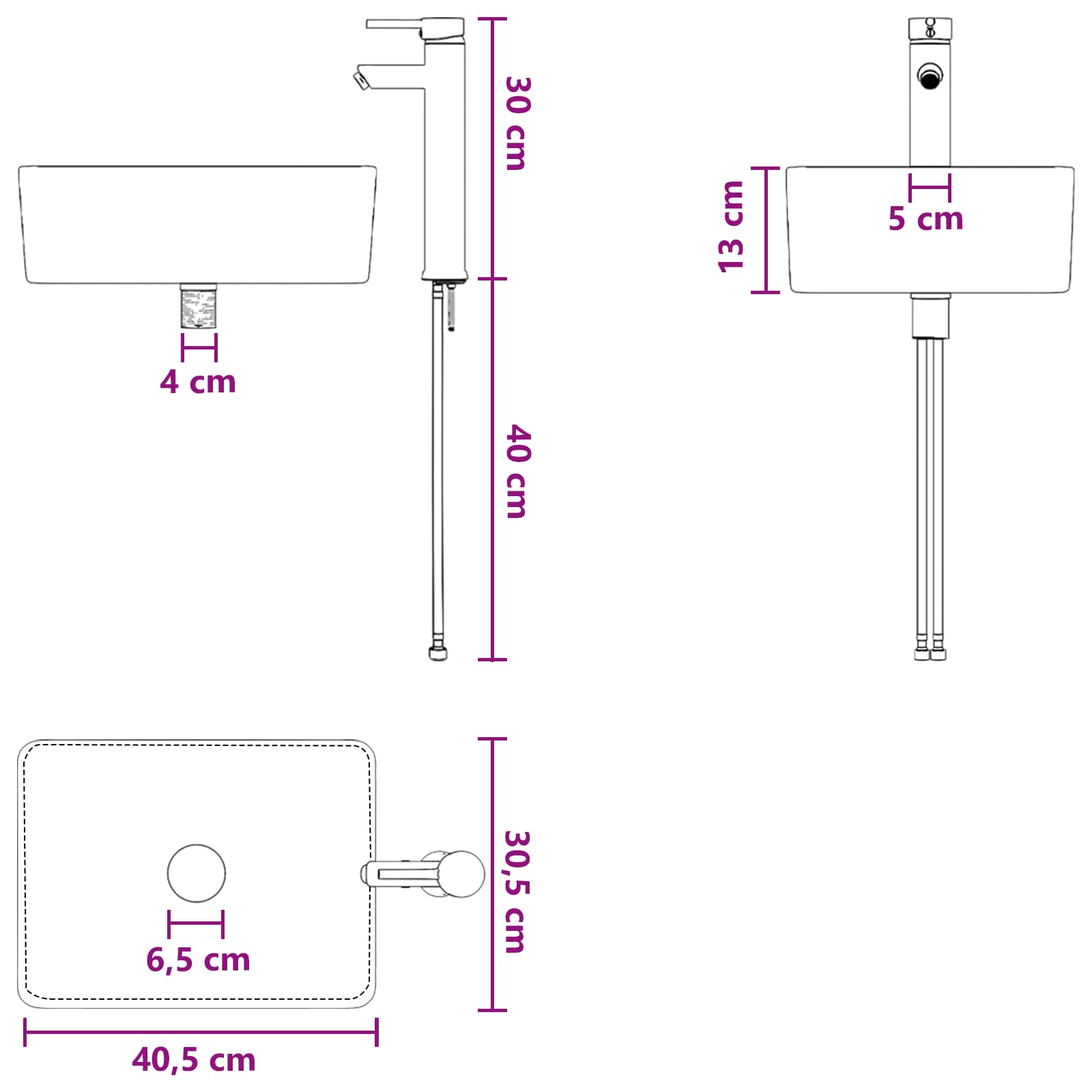 Umivaonik s policom Dimljeni hrast 53 x 35 x 63 cm