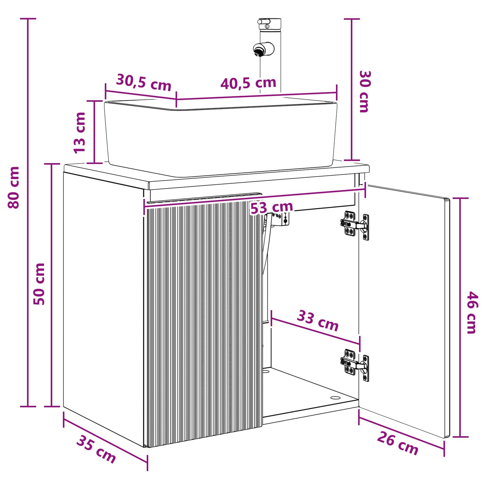 Umivaonik s policom Siva Sonoma 53 x 35 x 63 cm