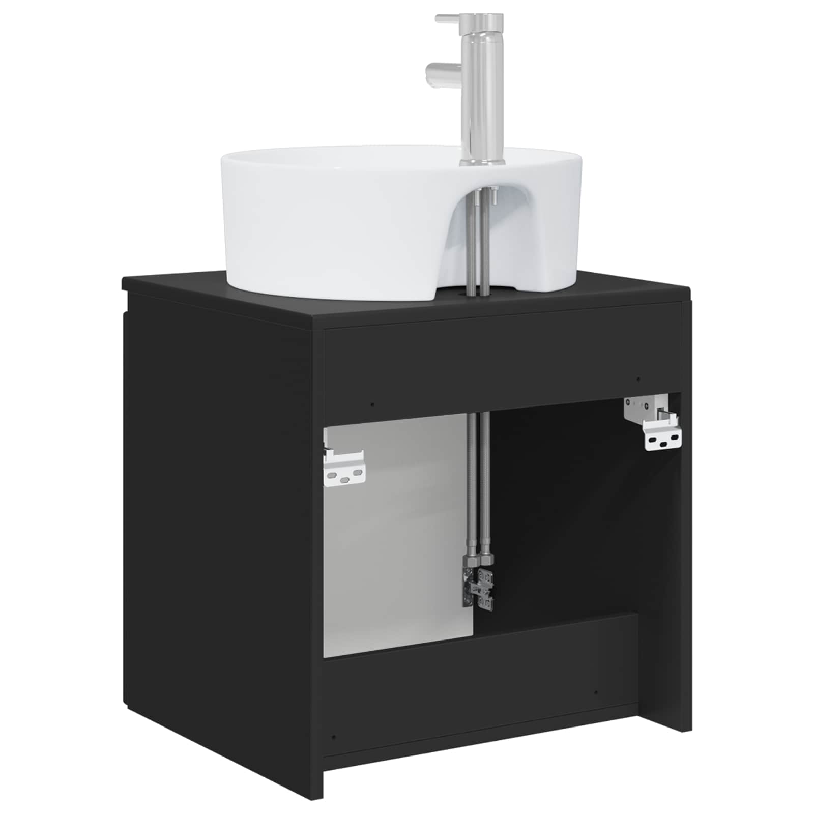 Umivaonik s policom Crna 49,5 x 44,5 x 65 cm Konstruirano drvo
