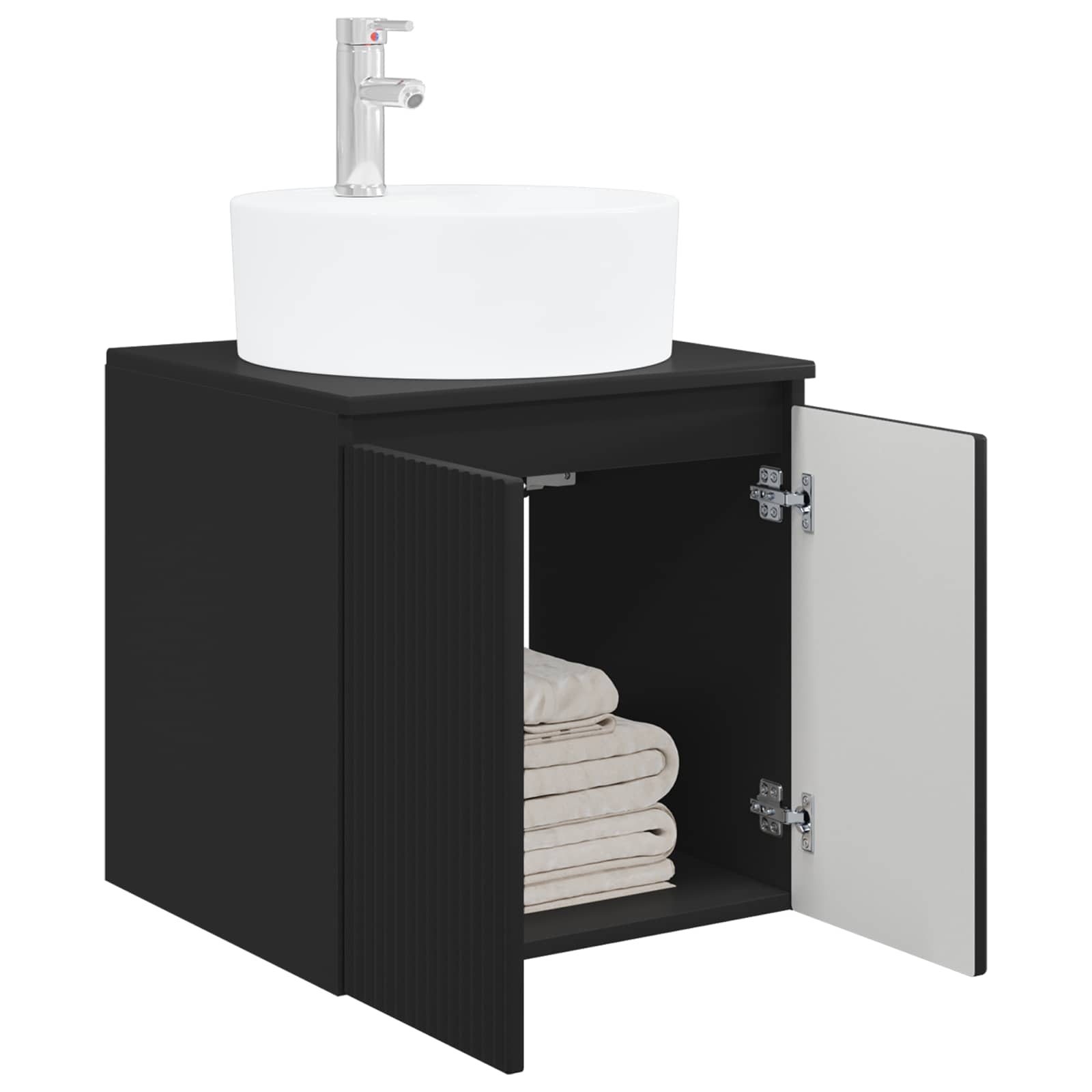 Umivaonik s policom Crna 49,5 x 44,5 x 65 cm Konstruirano drvo