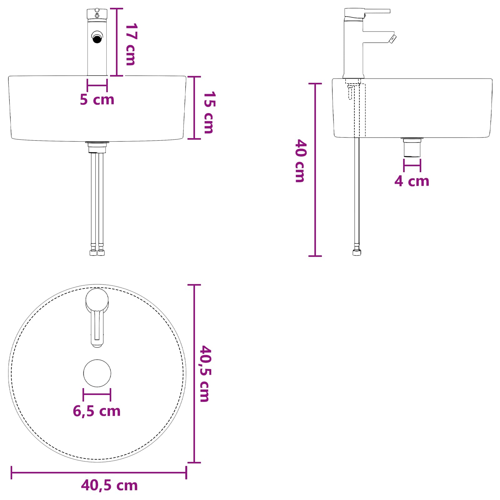 Umivaonik s policom Betonska siva 49,5 x 44,5 x 65 cm
