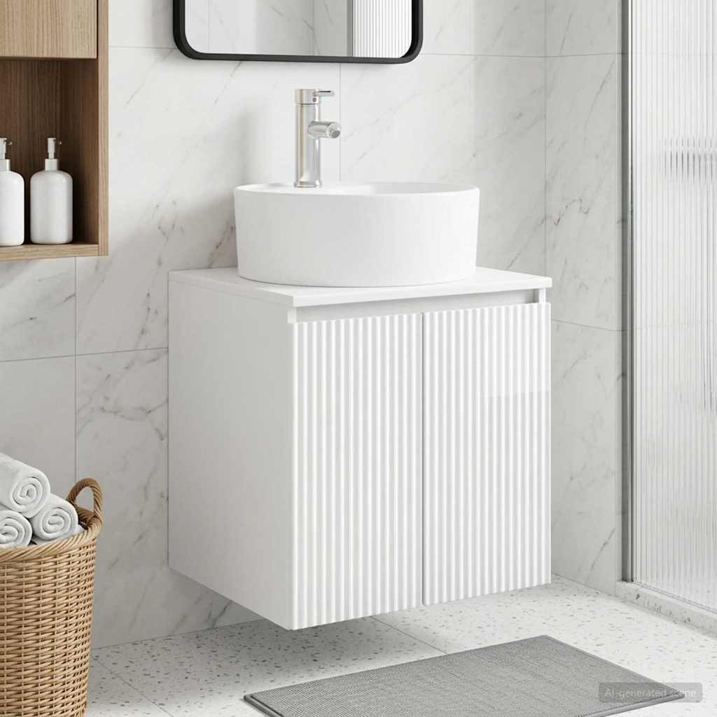 Umivaonik s policom Bijela visokog sjaja 49,5 x 44,5 x 65 cm