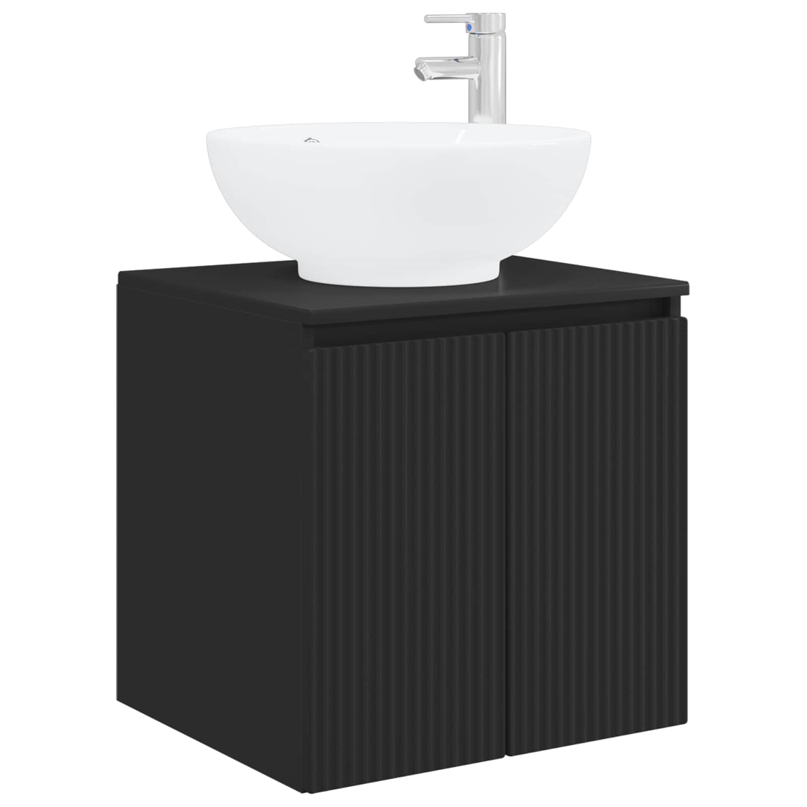 Umivaonik s policom Crna 49,5 x 44,5 x 65 cm Konstruirano drvo