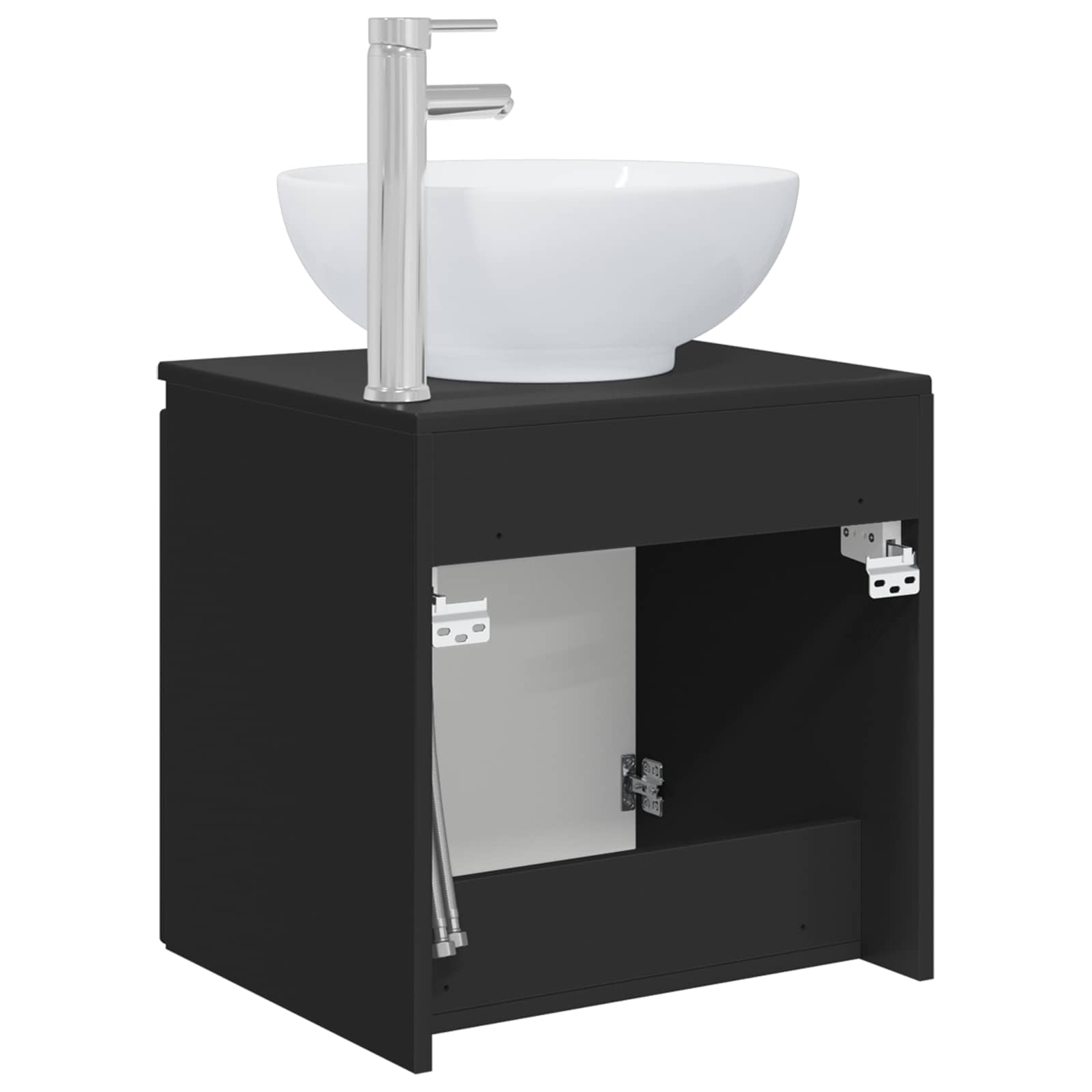 Umivaonik s policom Crna 49,5 x 44,5 x 65 cm Konstruirano drvo
