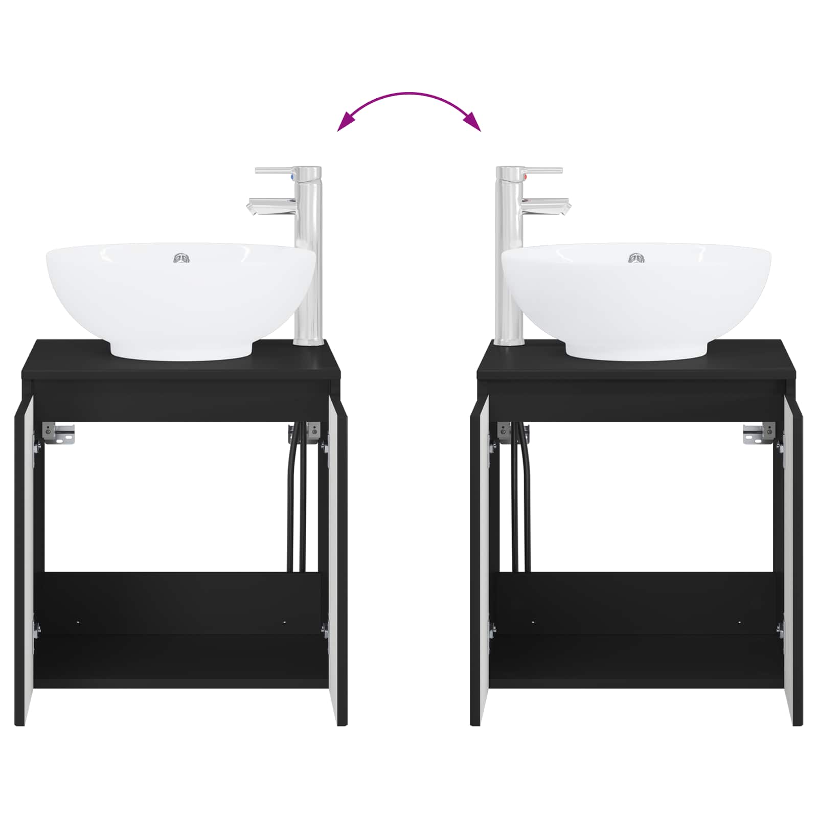 Umivaonik s policom Crna 49,5 x 44,5 x 65 cm Konstruirano drvo