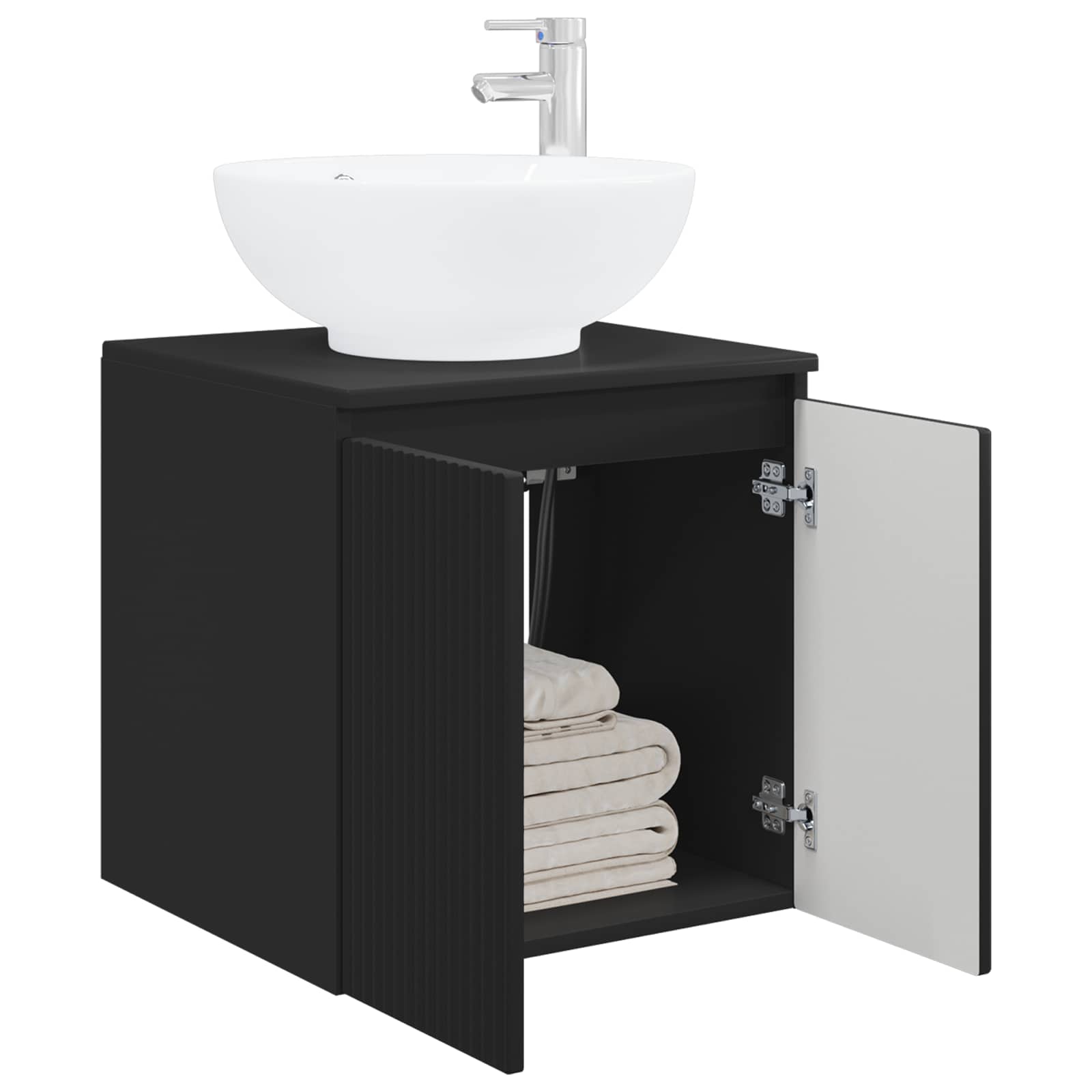 Umivaonik s policom Crna 49,5 x 44,5 x 65 cm Konstruirano drvo