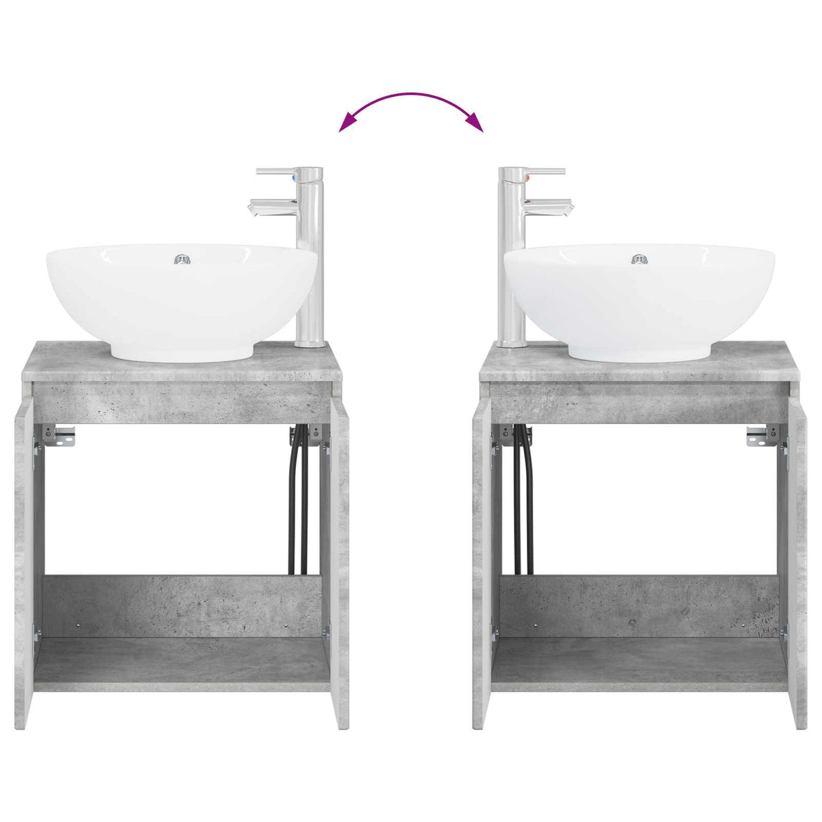 Umivaonik s policom Betonska siva 49,5 x 44,5 x 65 cm