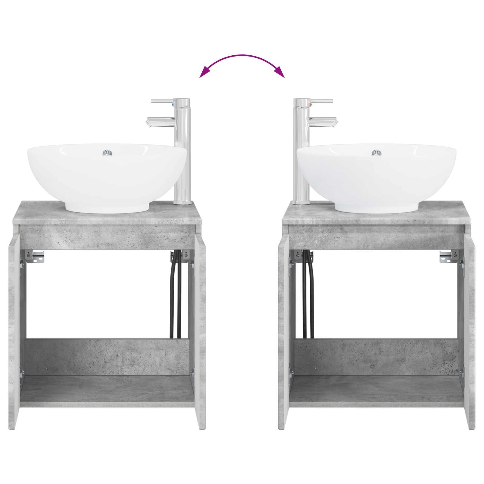 Umivaonik s policom Betonska siva 49,5 x 44,5 x 65 cm