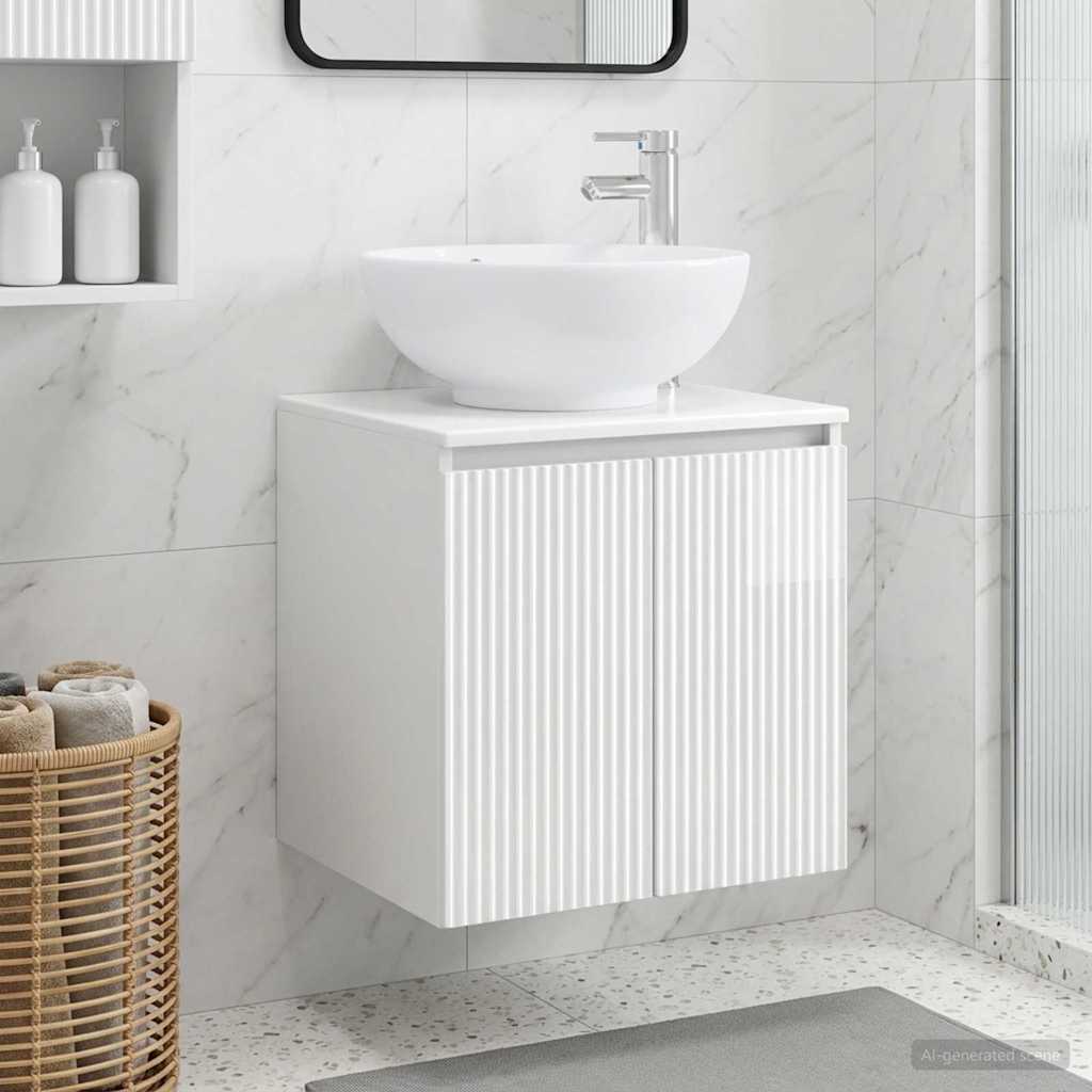 Umivaonik s policom Bijela visokog sjaja 49,5 x 44,5 x 65 cm