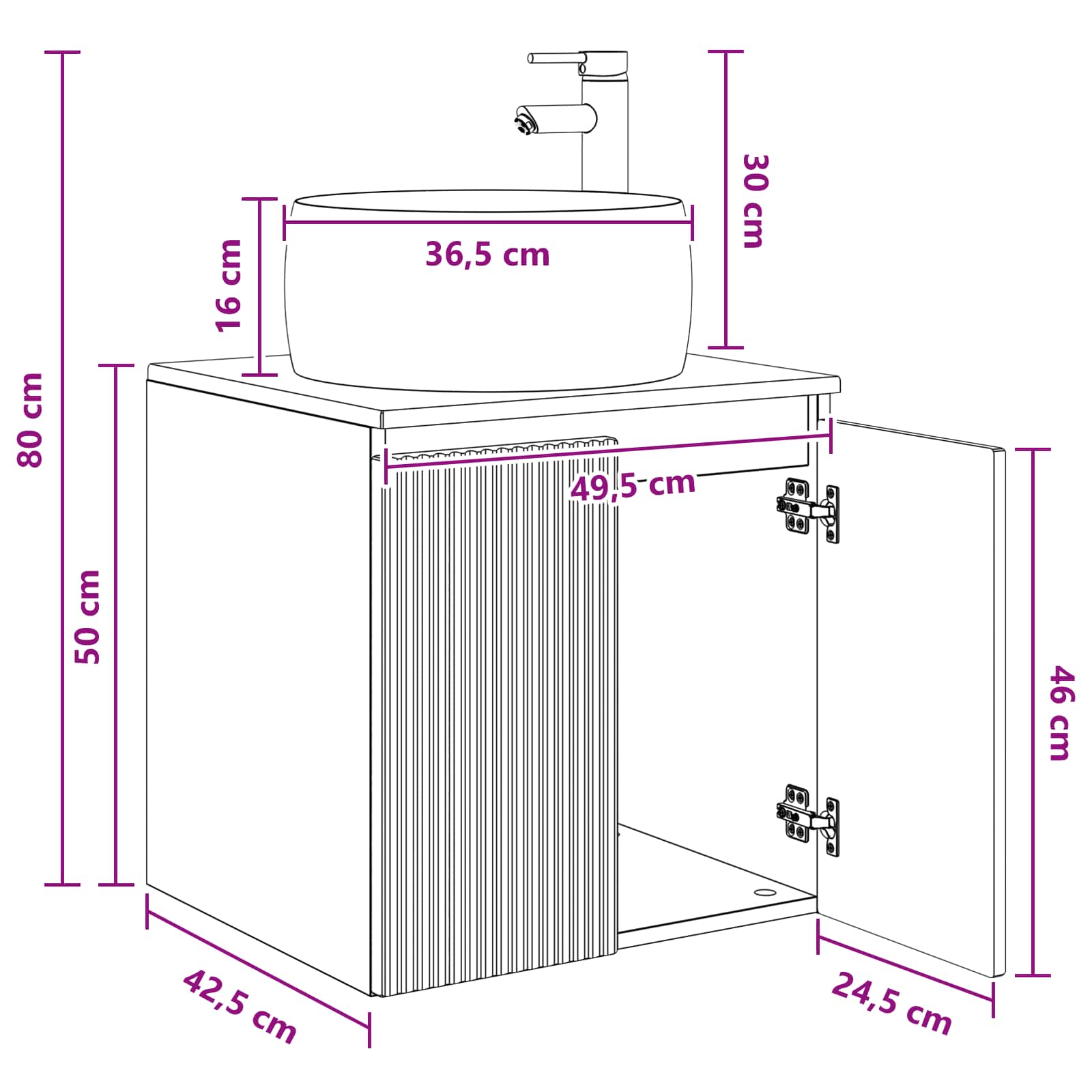 Umivaonik s policom Bijela 49,5 x 44,5 x 66 cm