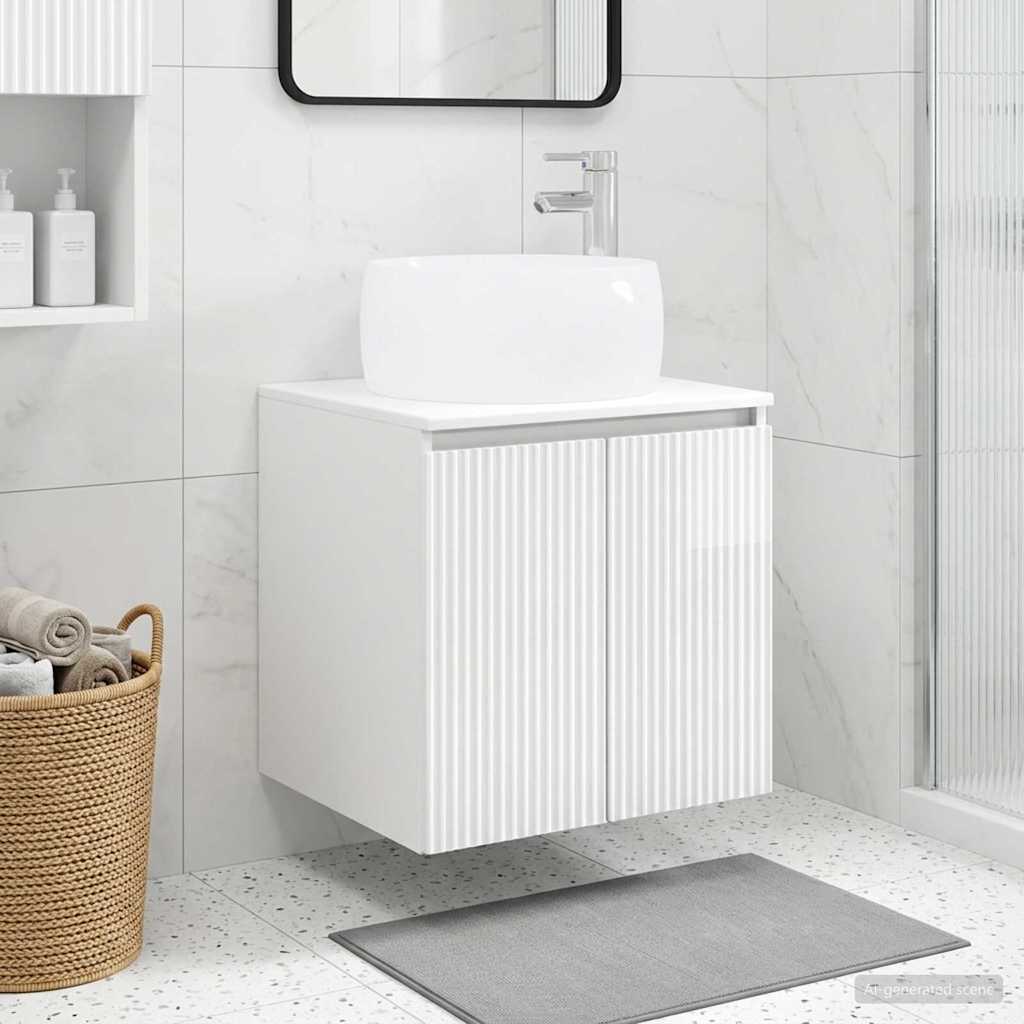 Umivaonik s policom Bijela visokog sjaja 49,5 x 44,5 x 66 cm