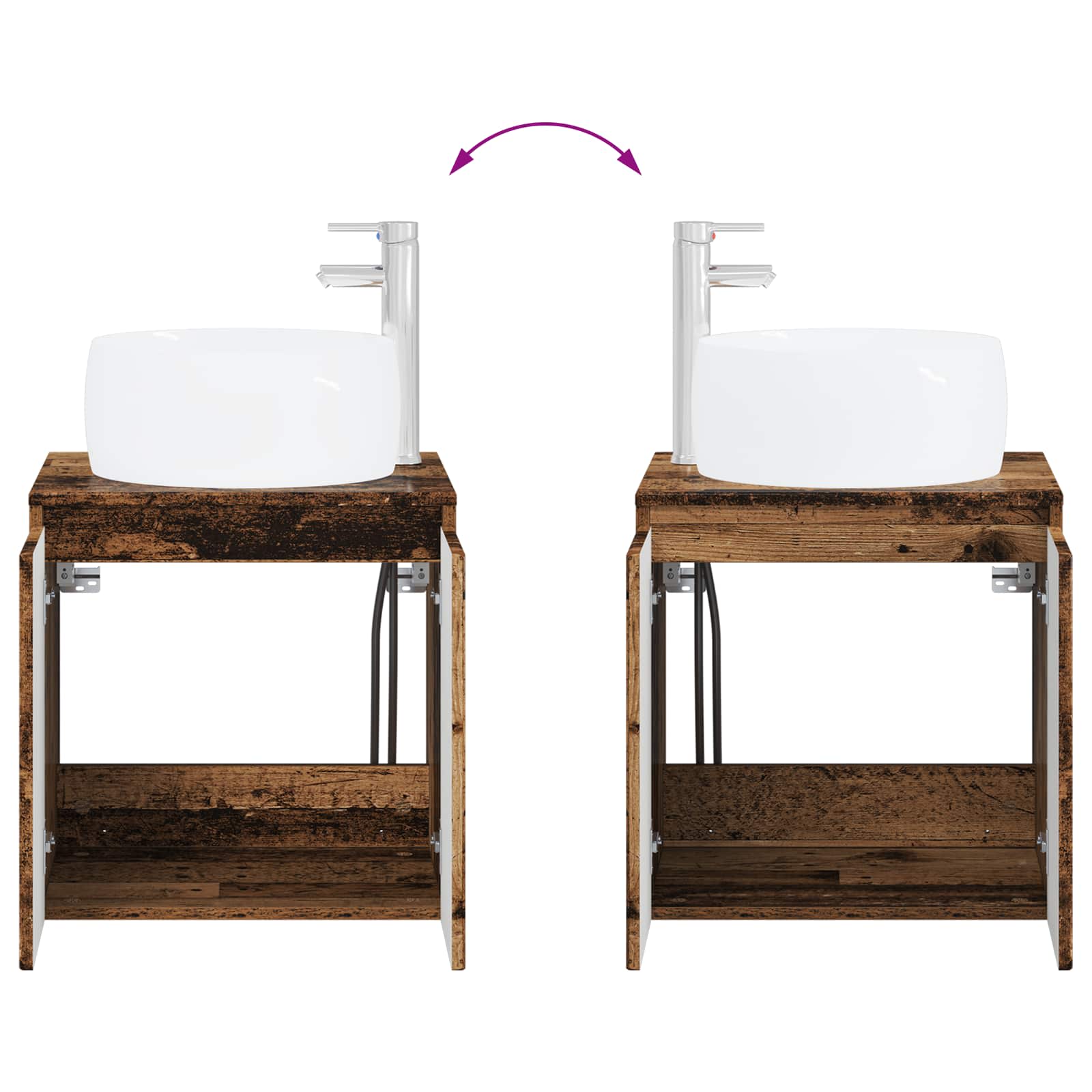 Umivaonik s policom Staro drvo 49,5 x 44,5 x 66 cm