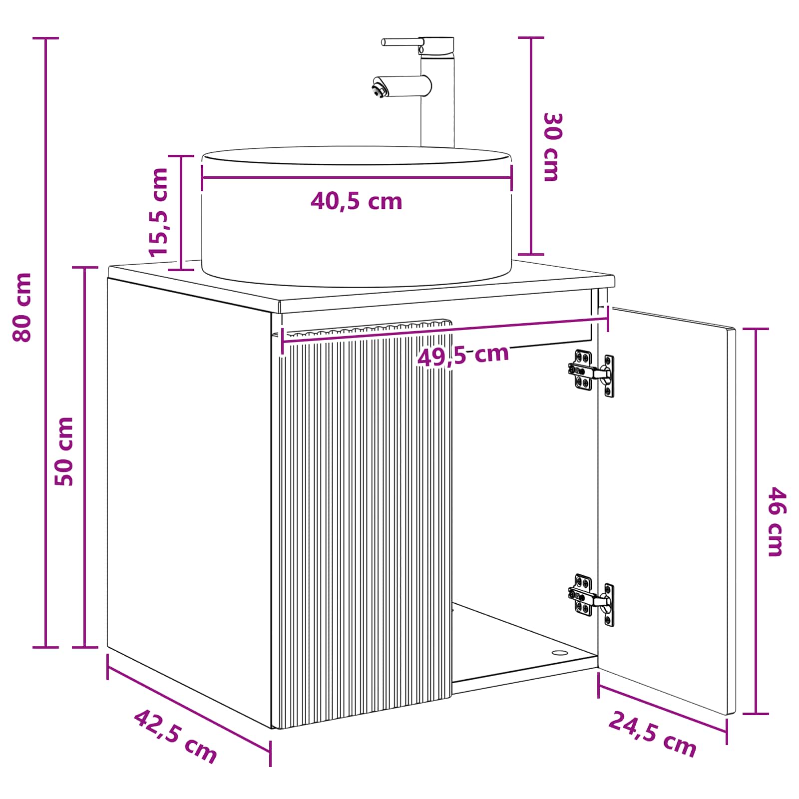 Umivaonik s policom za zid Bijela 49,5 x 44,5 x 65,5 cm