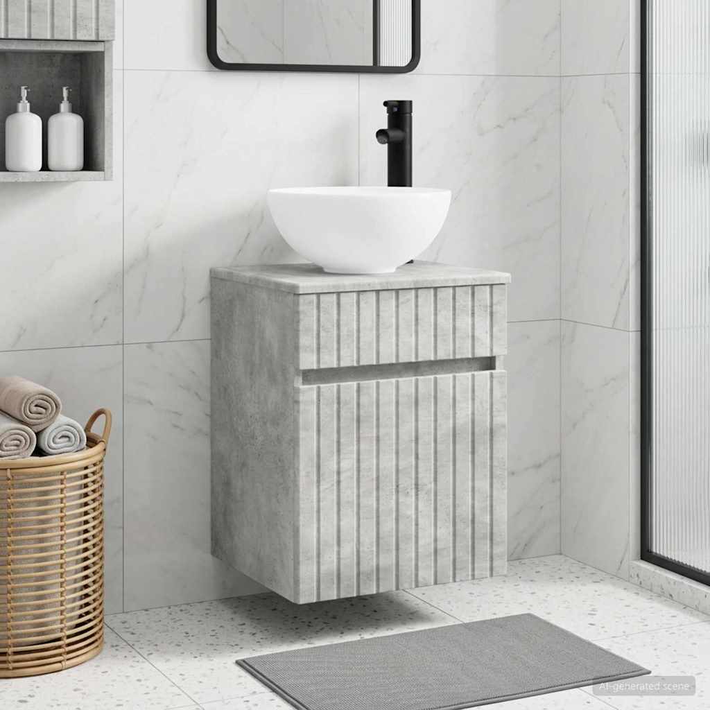 Umivaonik s policom za zid Betonska siva 39 x 35 x 63 cm