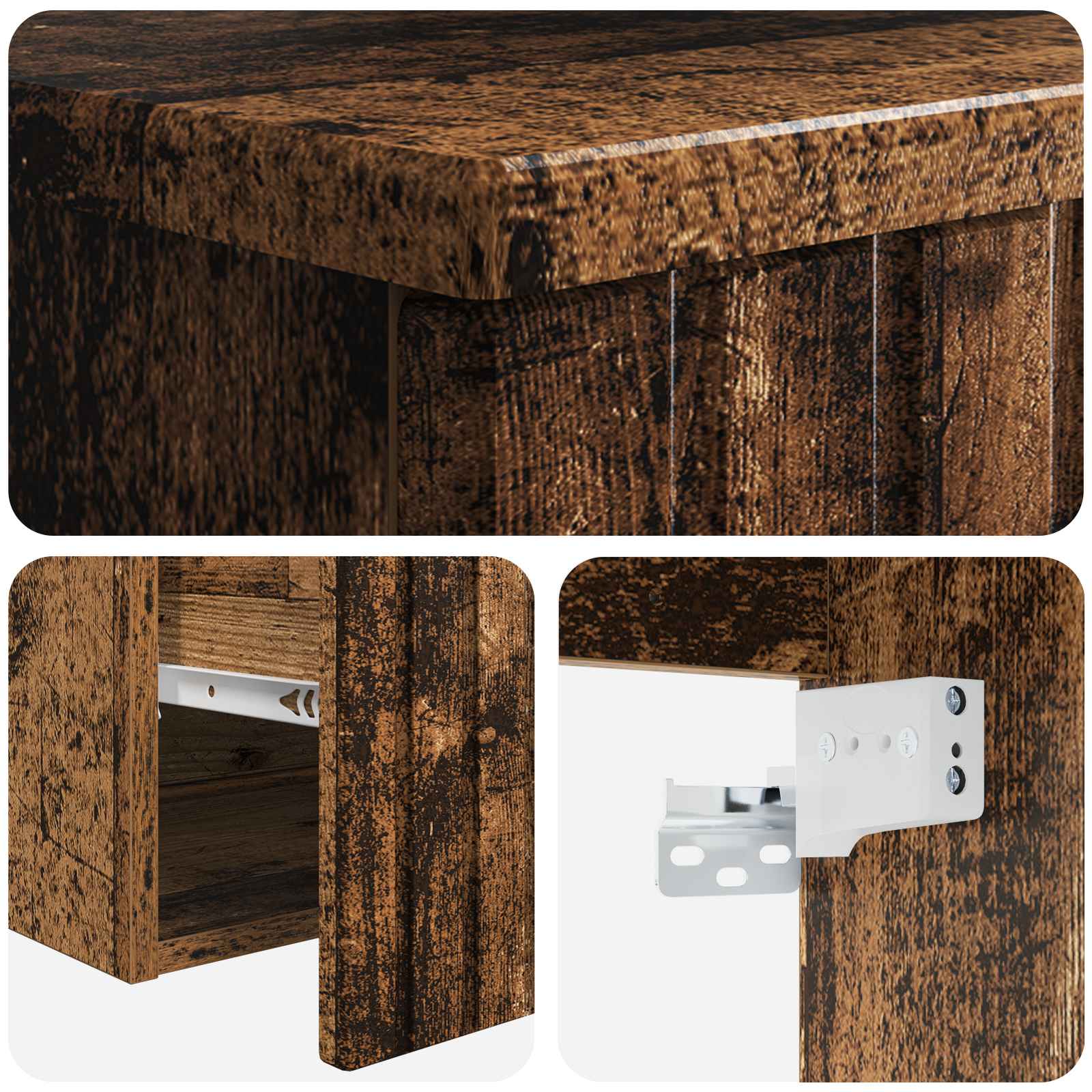 Umivaonik s policom za zid Staro drvo 39 x 41 x 64,5 cm