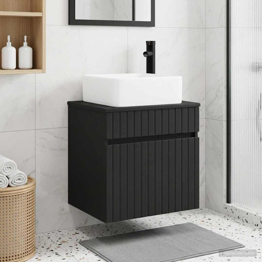 Umivaonik s policom za zid Crna 49 x 41 x 63 cm