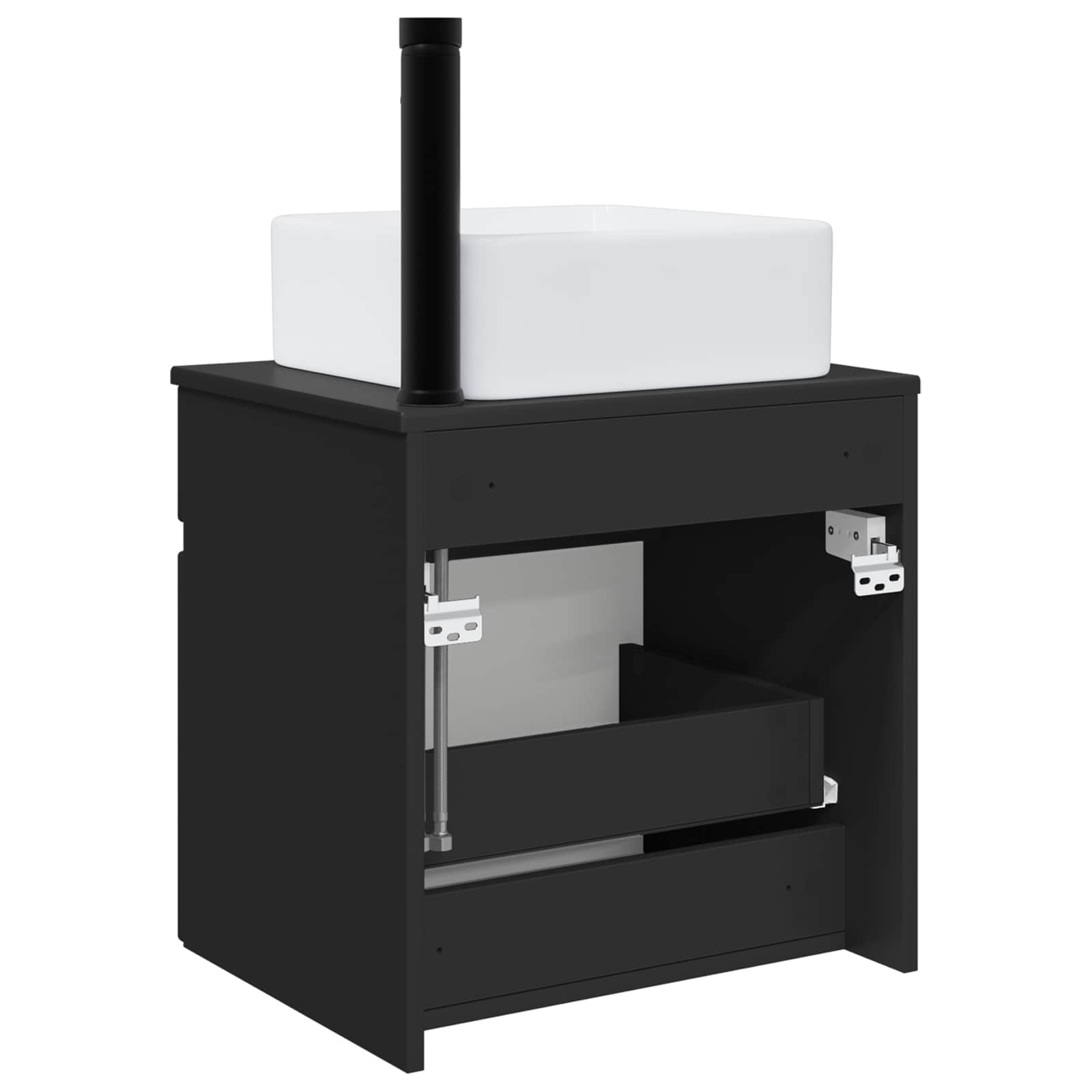 Umivaonik s policom za zid Crna 49 x 41 x 63 cm