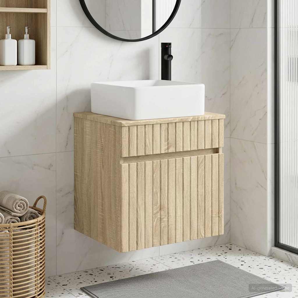 Umivaonik s policom za zid Hrast sonoma 49 x 41 x 63 cm