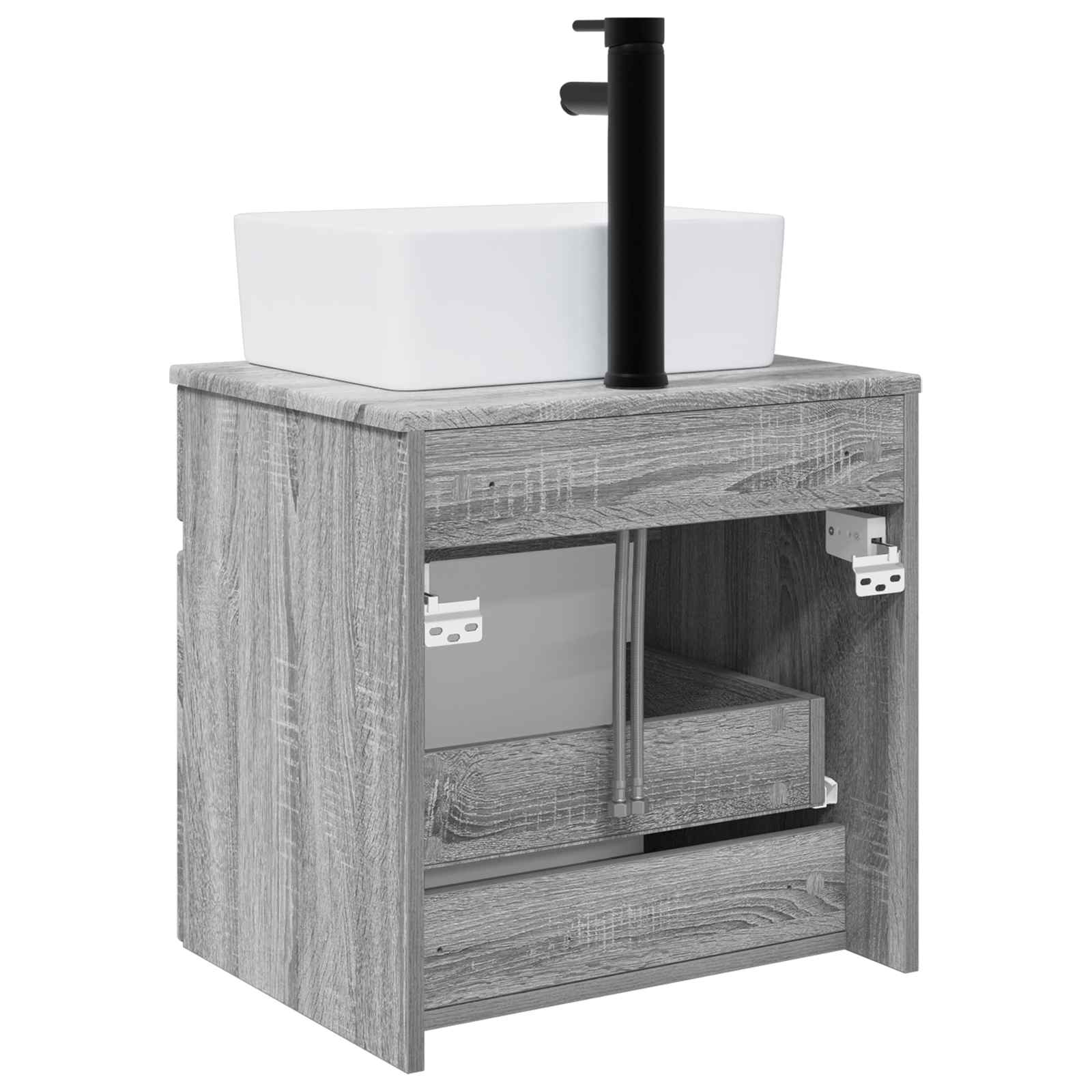Umivaonik s policom za zid Siva Sonoma 49 x 41 x 63 cm