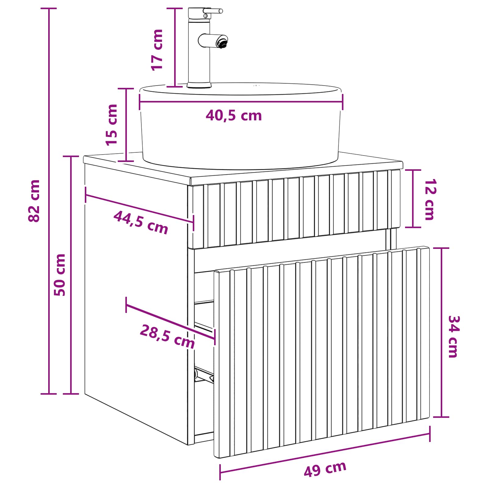 Umivaonik s policom za zid Dimljeni hrast 49 x 44,5 x 65 cm