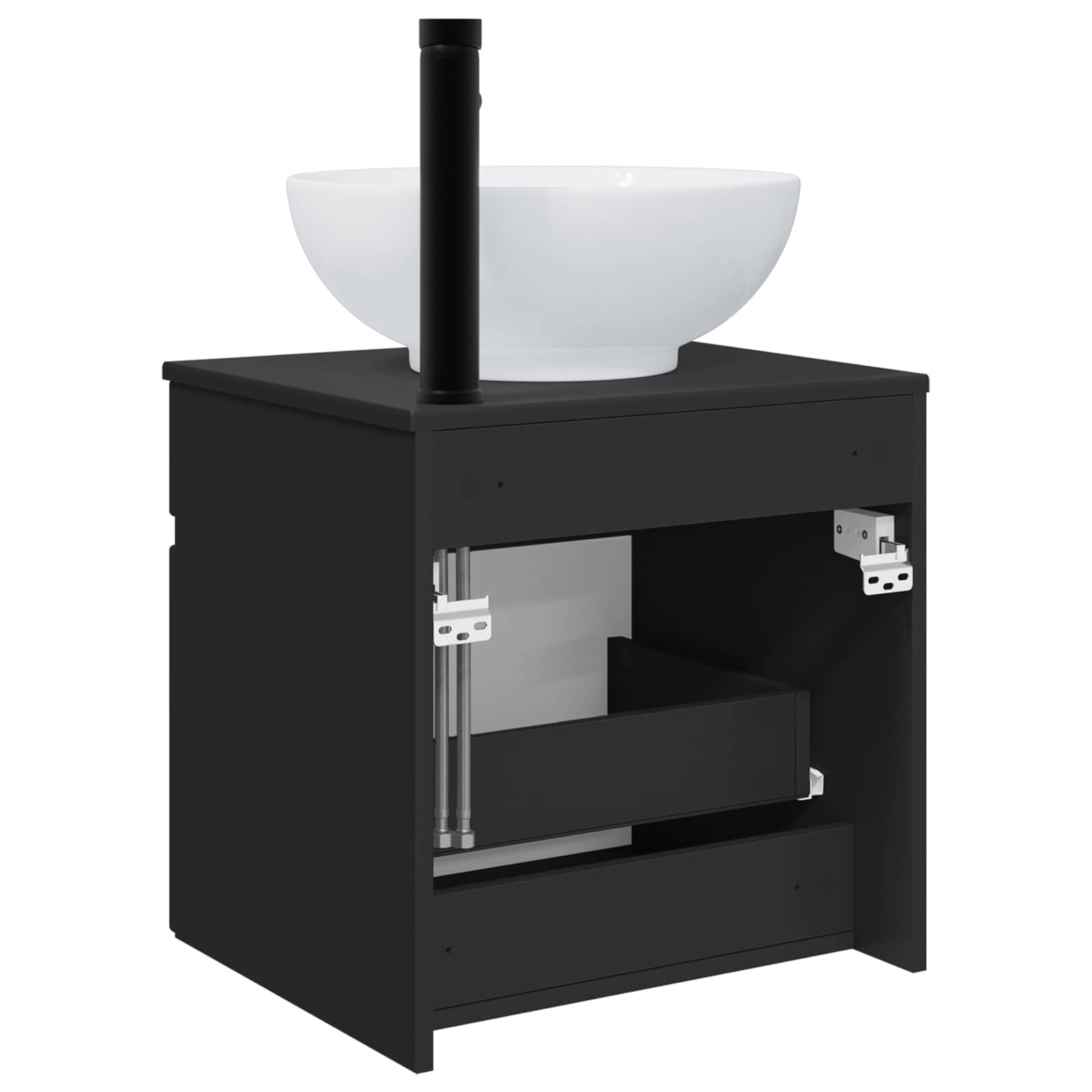 Umivaonik s policom za zid Crna 49 x 44,5 x 66,5 cm