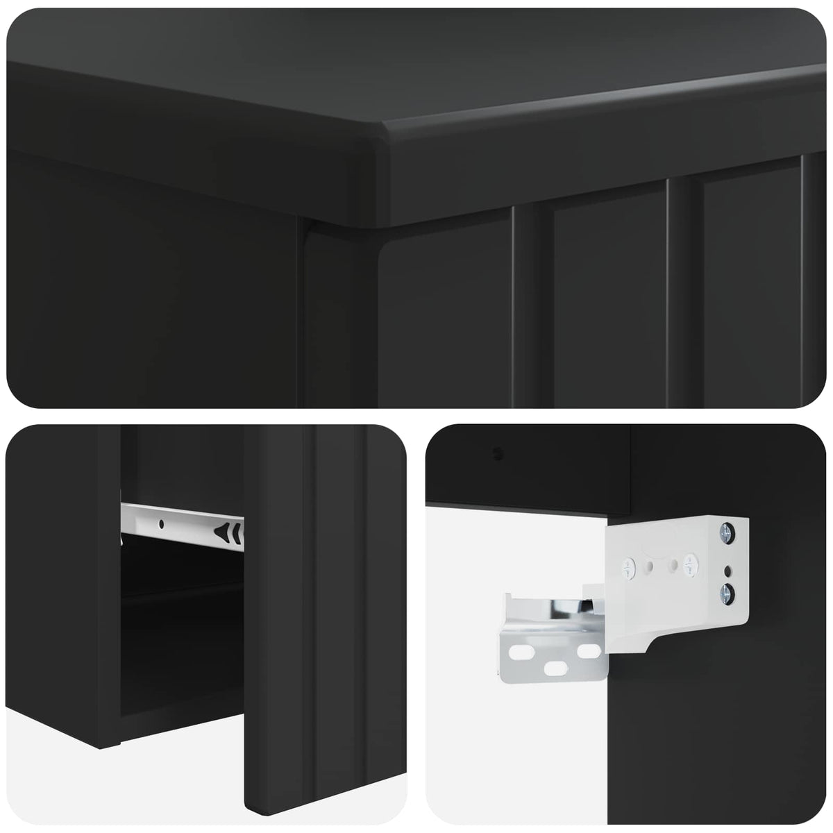 Umivaonik s policom za zid Crna 49 x 44,5 x 66 cm