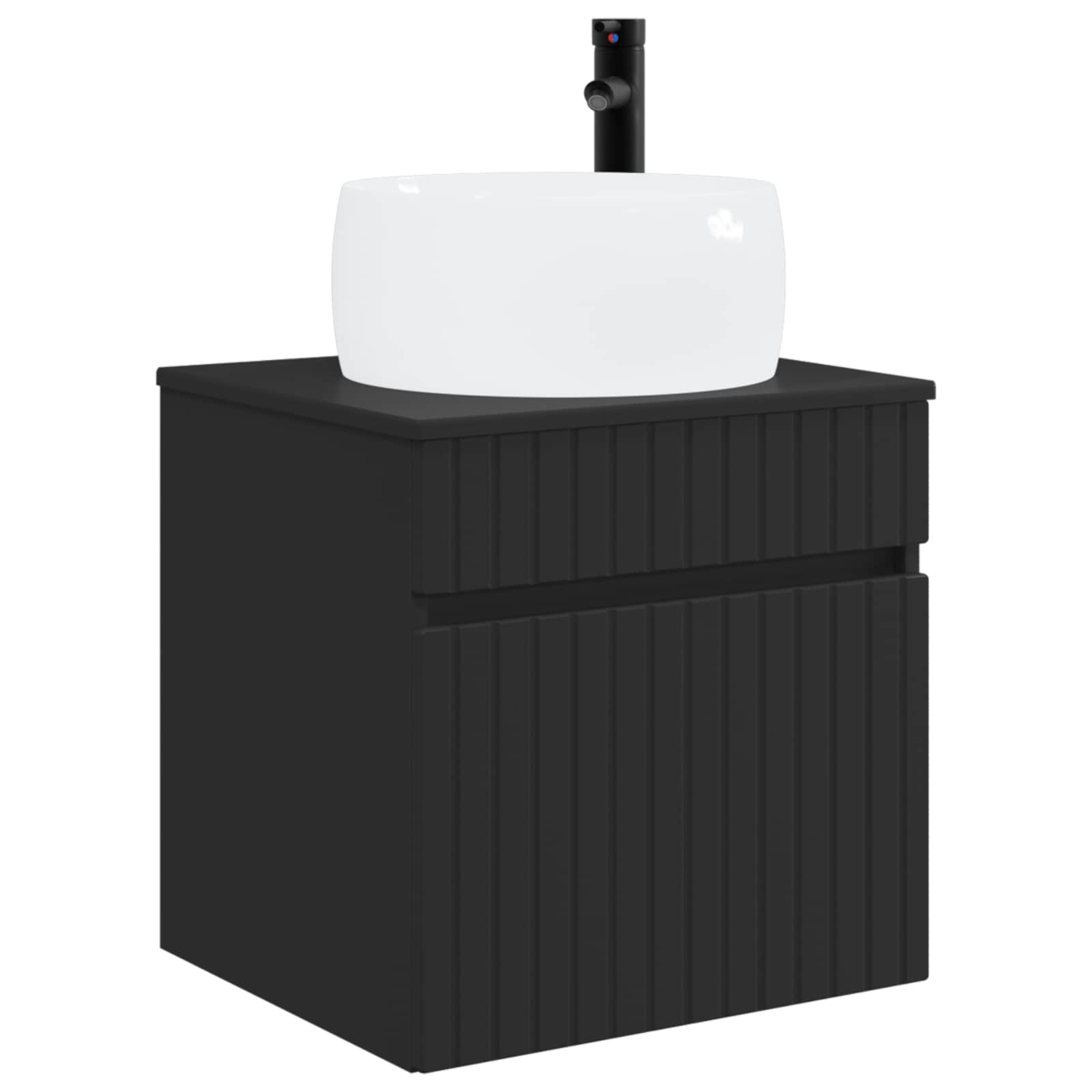 Umivaonik s policom za zid Crna 49 x 44,5 x 66 cm