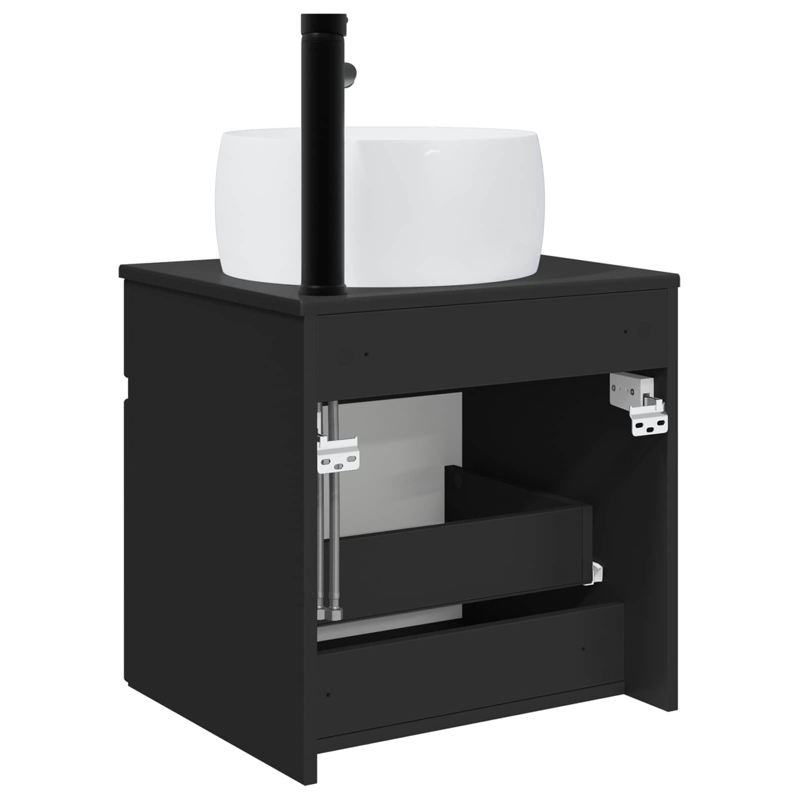 Umivaonik s policom za zid Crna 49 x 44,5 x 66 cm
