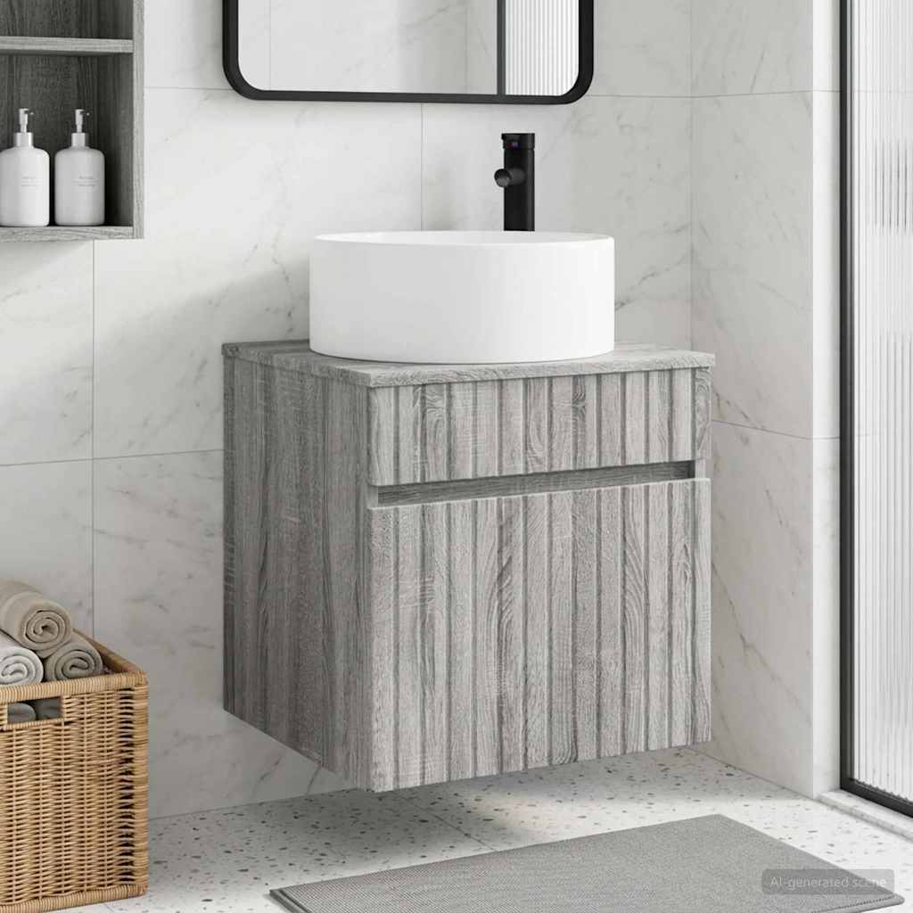 Umivaonik s policom za zid Siva Sonoma 49 x 44,5 x 65,5 cm