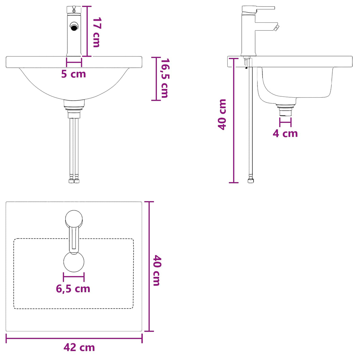 Kupaonski umivaonik s sudoperom Betonska siva 42 x 40 x 84,5 cm
