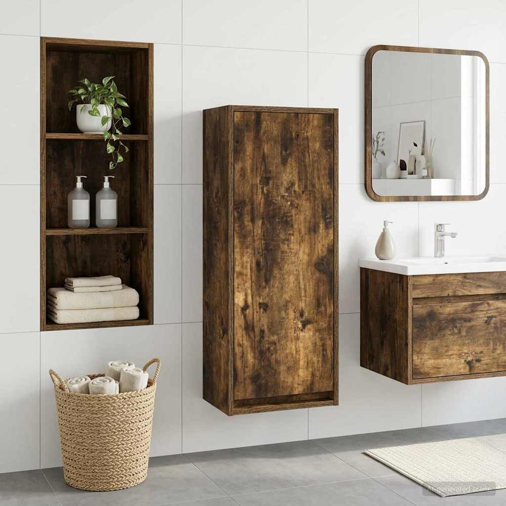 Umivaonik s policom za zid Dimljeni hrast 35 x 20 x 81 cm