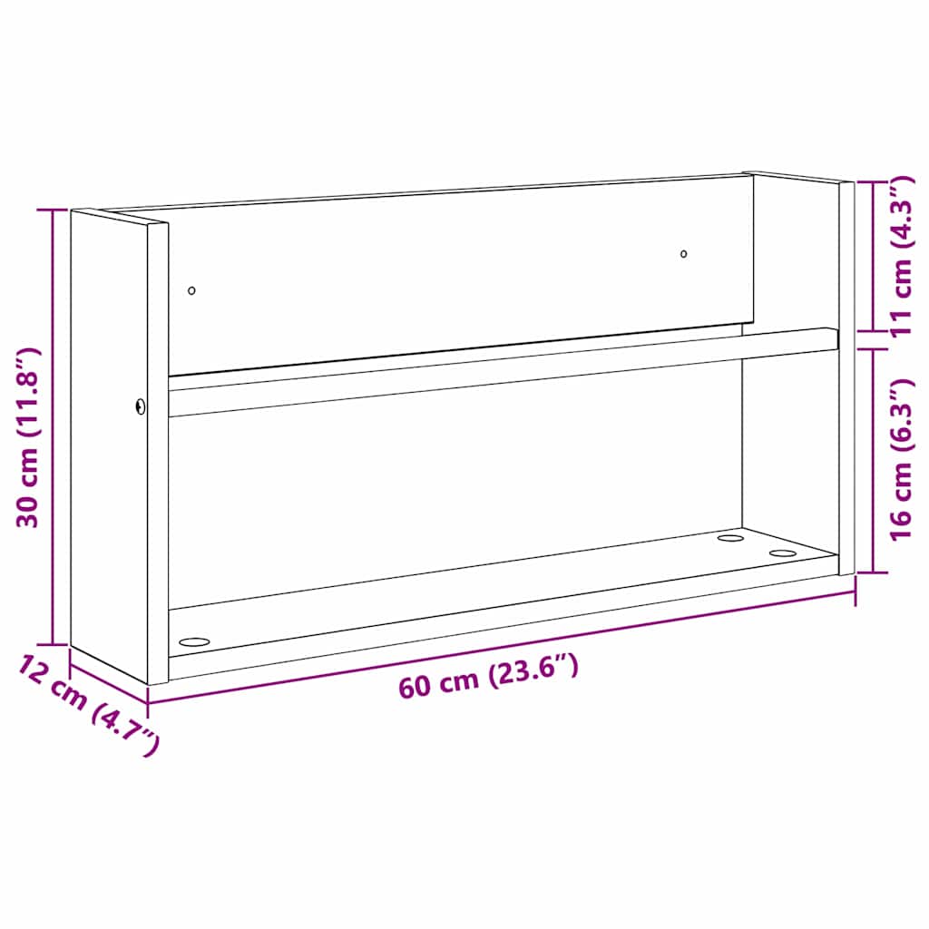 Polica za časopise Crni hrast 60 x 12 x 30 cm Konstruirano drvo
