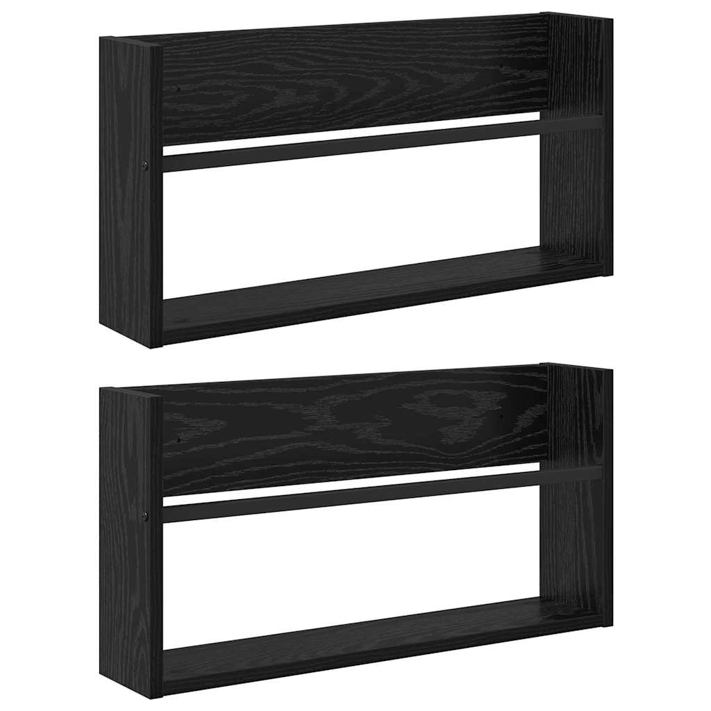 Polica za časopise s policom 2 pcs Crni hrast 60 x 12 x 30 cm