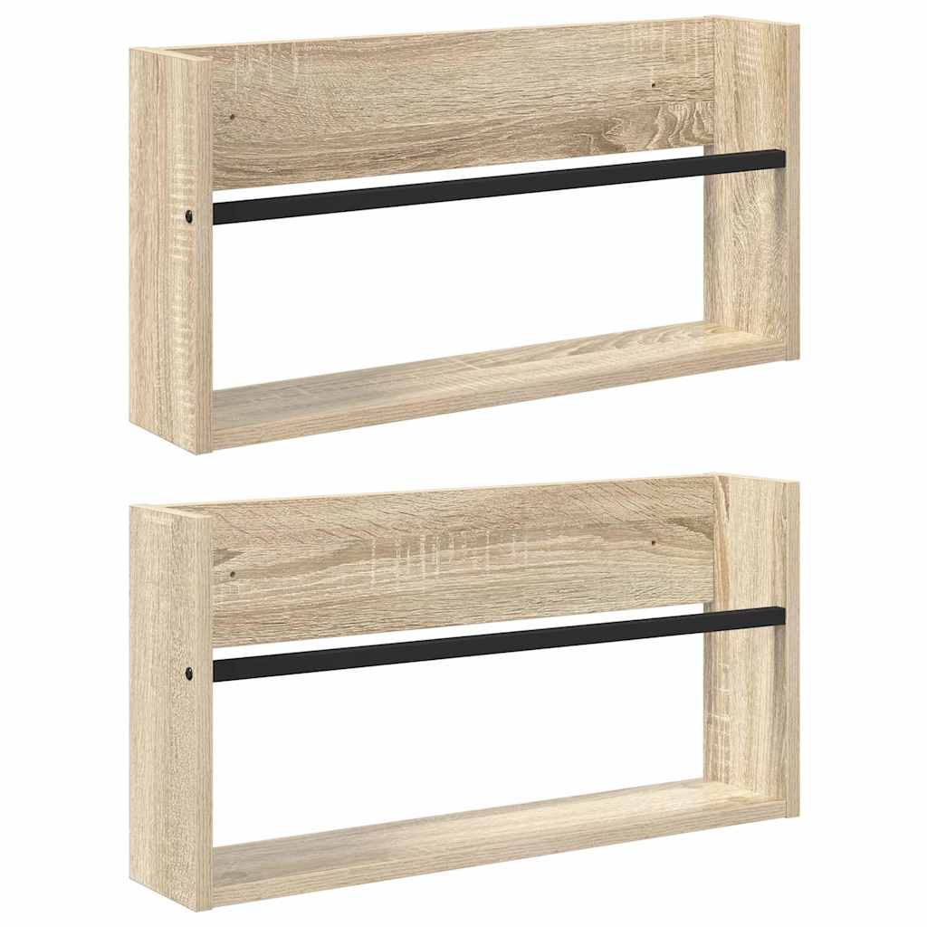 Polica za časopise s policom 2 pcs Sonoma hrast 60 x 12 x 30 cm