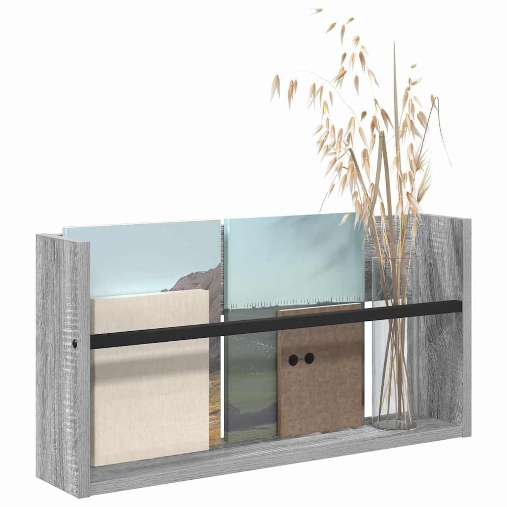 Polica za časopise s policom Zidne Siva Sonoma 60 x 12 x 30 cm