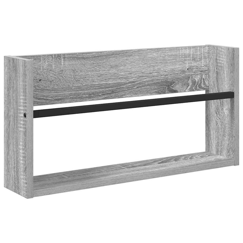 Polica za časopise s policom 2 pcs Siva Sonoma 60 x 12 x 30 cm