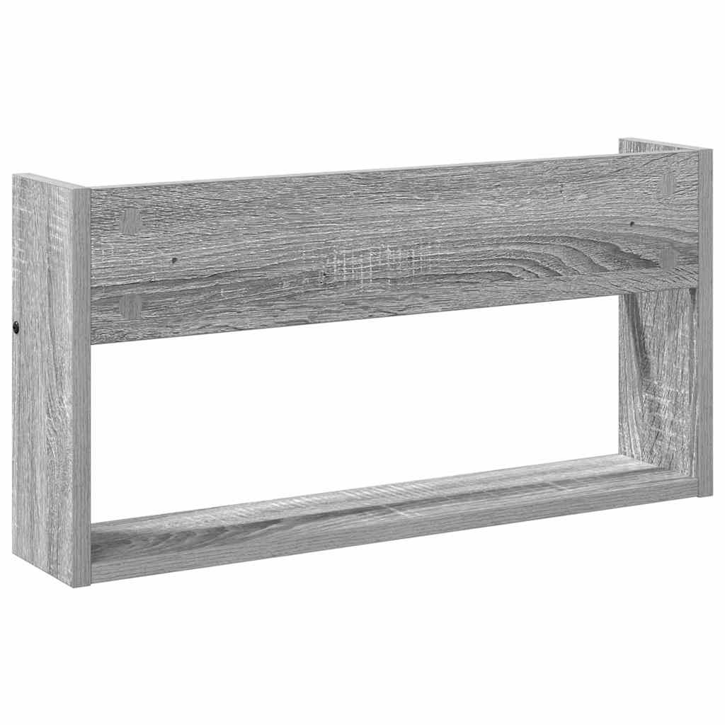 Polica za časopise s policom 2 pcs Siva Sonoma 60 x 12 x 30 cm