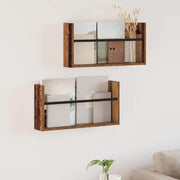 Polica za časopise s policom 2 pcs Staro drvo 60 x 12 x 30 cm