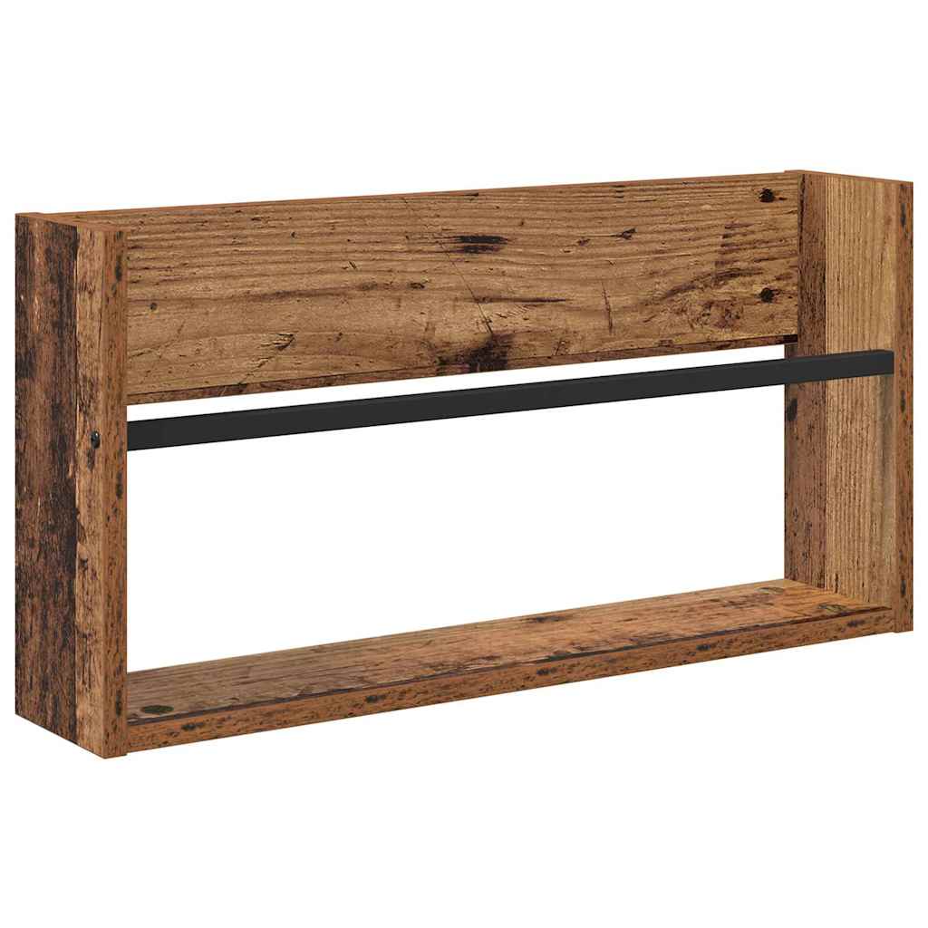 Polica za časopise s policom 2 pcs Staro drvo 60 x 12 x 30 cm