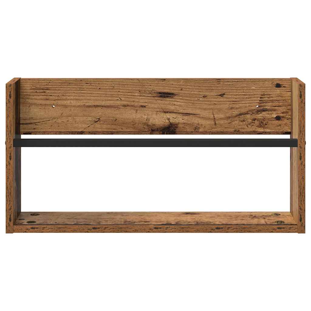 Polica za časopise s policom 2 pcs Staro drvo 60 x 12 x 30 cm
