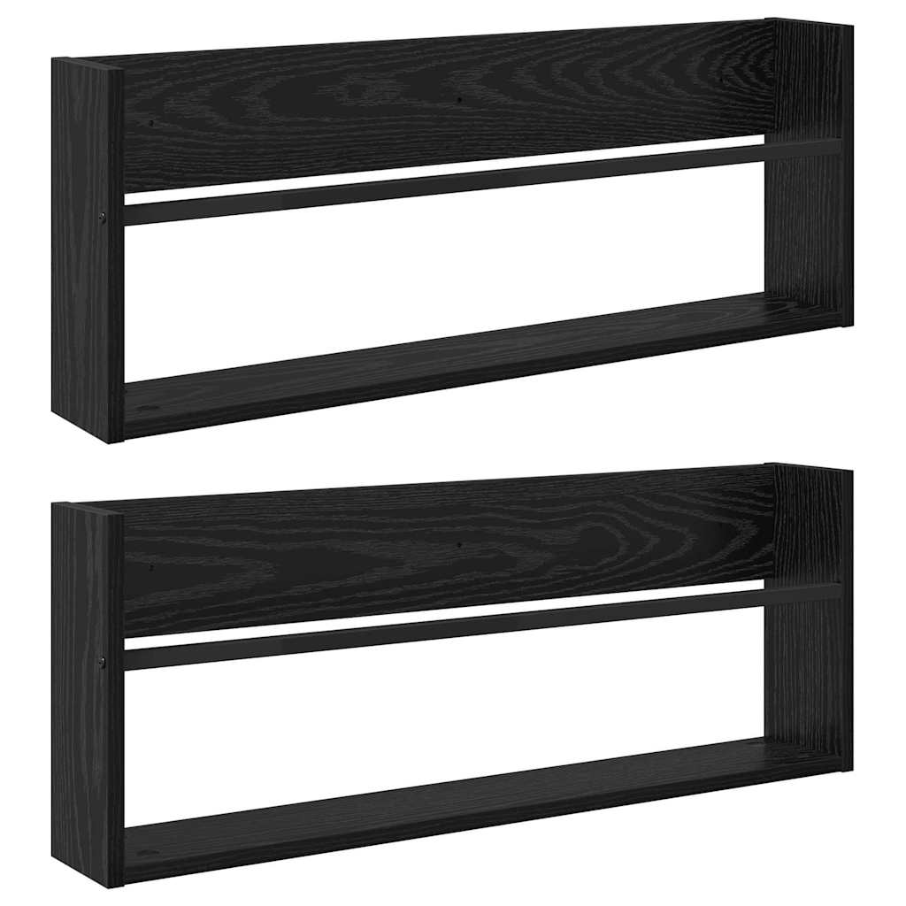 Polica za časopise s policom 2 pcs Crni hrast 80 x 12 x 30 cm