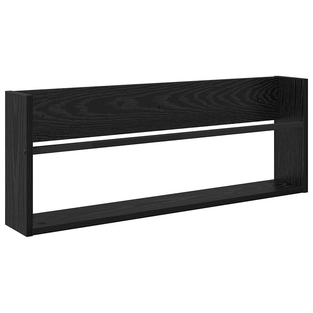 Polica za časopise s policom 2 pcs Crni hrast 80 x 12 x 30 cm