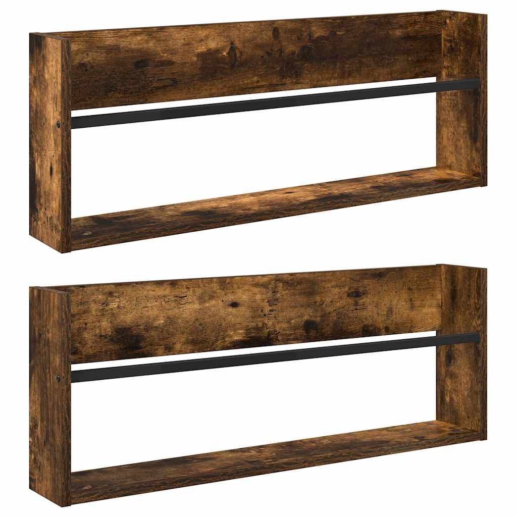 Polica za časopise Zidne 2 pcs Dimljeni hrast 80 x 12 x 30 cm