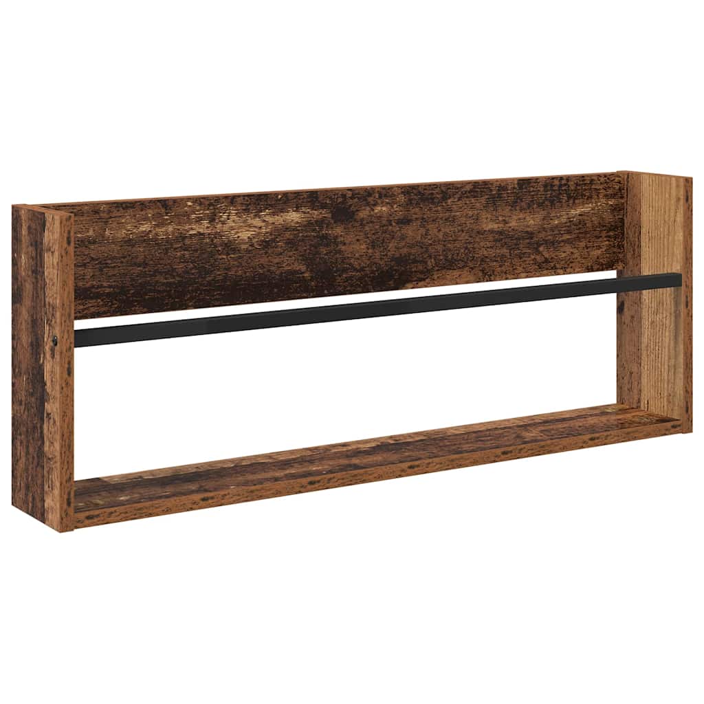 Polica za časopise s policom 2 pcs Staro drvo 80 x 12 x 30 cm
