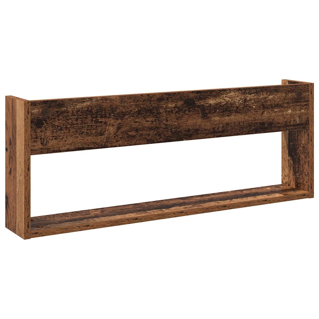 Polica za časopise s policom 2 pcs Staro drvo 80 x 12 x 30 cm