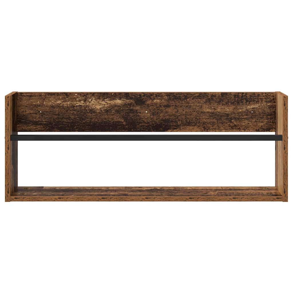 Polica za časopise s policom 2 pcs Staro drvo 80 x 12 x 30 cm